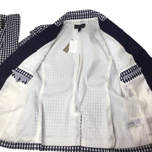 J. Crew NWT Puckered Gingham Seersucker Blazer Jacket Navy Blue Size 6 G2016 - Picture 8 of 10